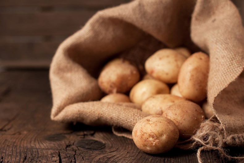 Potatoes in a hessian sack