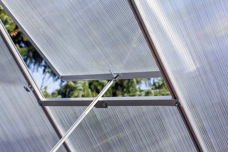 open window of a greenhouse providing ventilation