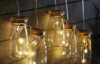 hanging jar string lights reduced to clear