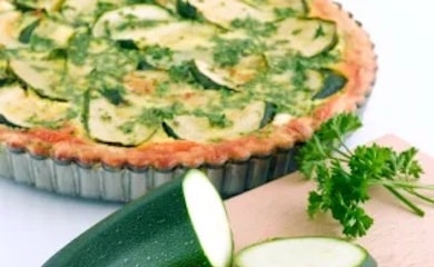 Courgette and double cheese quiche