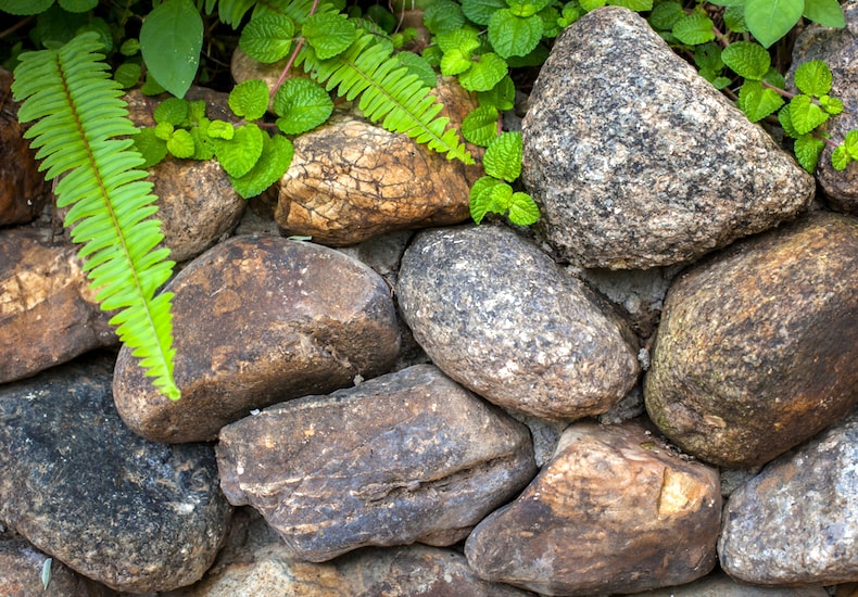 Stone pile in garden