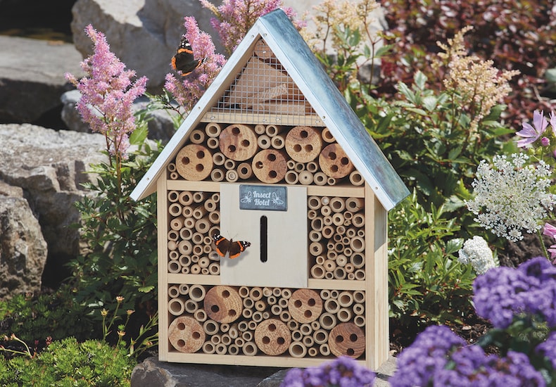 Insect hotel with butterfly