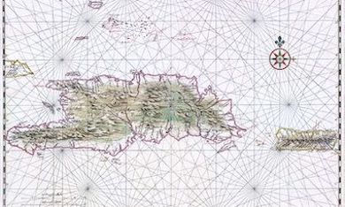 Nautical chart of Hispaniola and Puerto Rico.