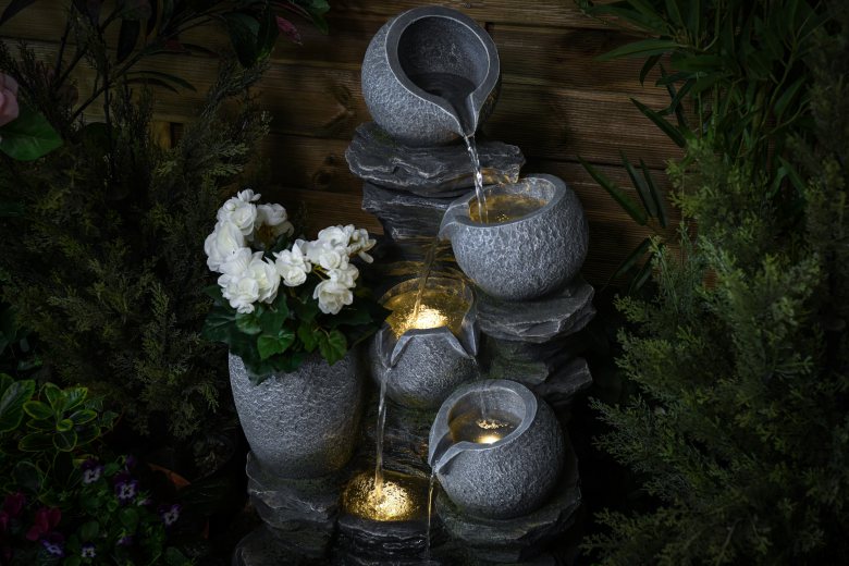 river rock cascading water feature from T&M